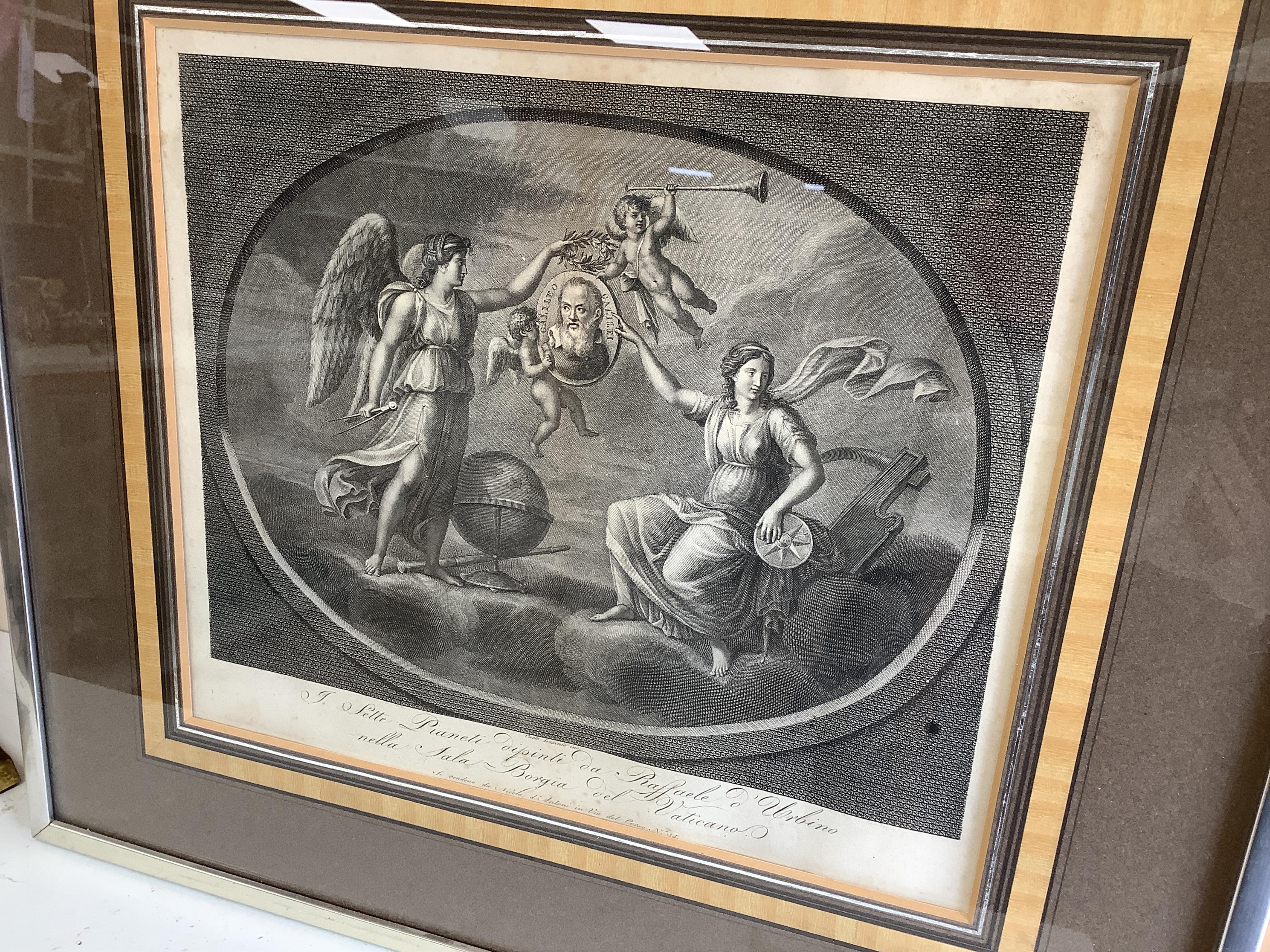 After Carlo Lasinio (Italian, 1759-1838), Roman gods to include, ‘Lunar’, ‘Jupiter’ and ‘Venus’, a set of seven engravings, each 23 x 40cm